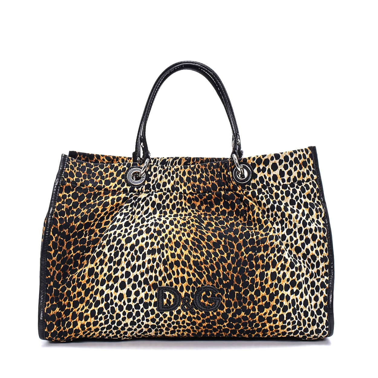 Dolce&Gabbana - Brown Fabric Leopard Print Shopping Bag